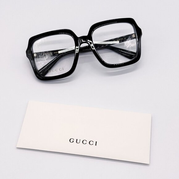 NEW GUCCI GG1318O 001 BLACK SQUARE WOMEN EYEGLASSES GUCCI - Picture 9 of 12